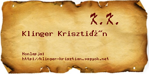 Klinger Krisztián névjegykártya
