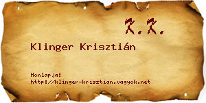 Klinger Krisztián névjegykártya